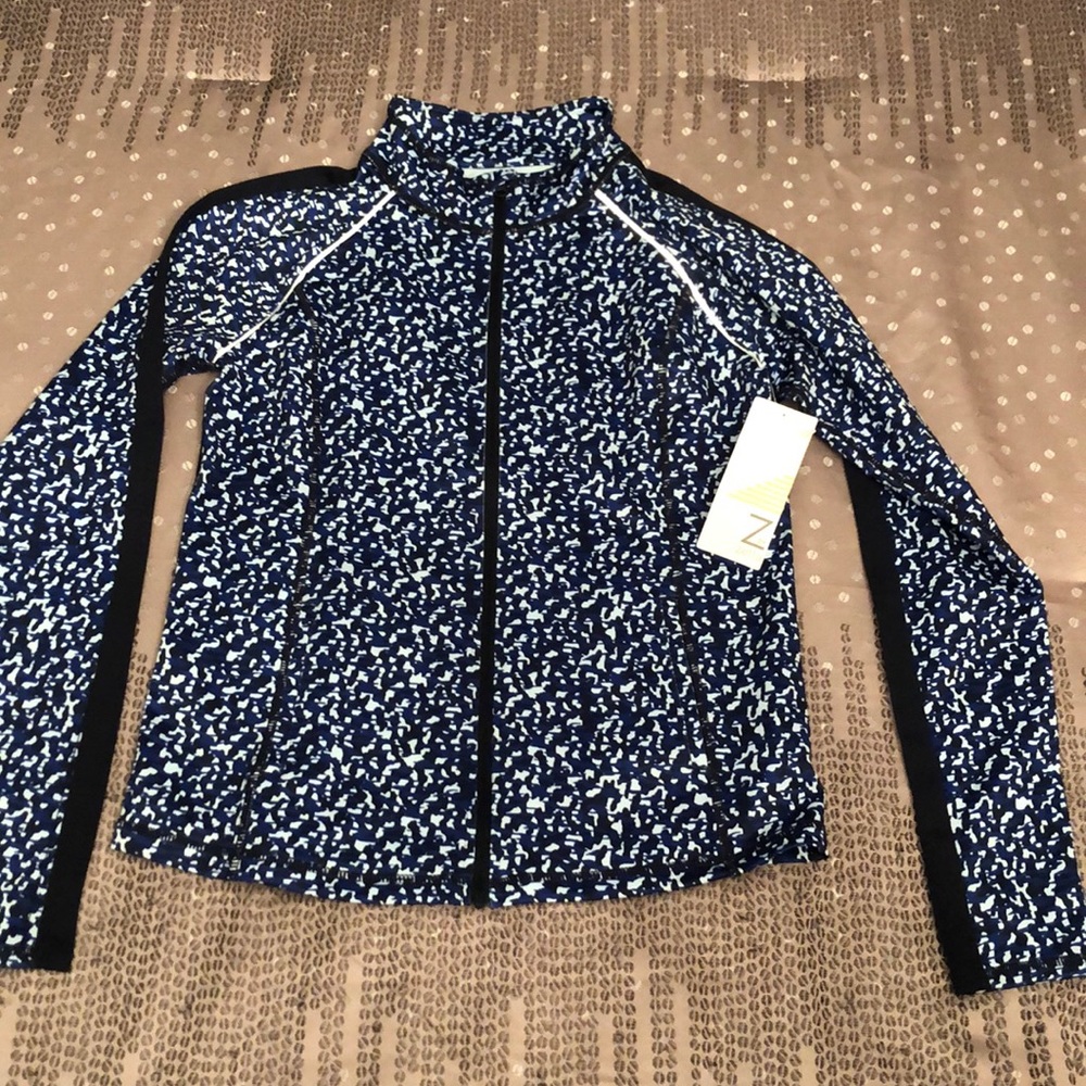 Z By Zella Navy Eclipse Abstract Animal Print Zip - Picture 2 of 8